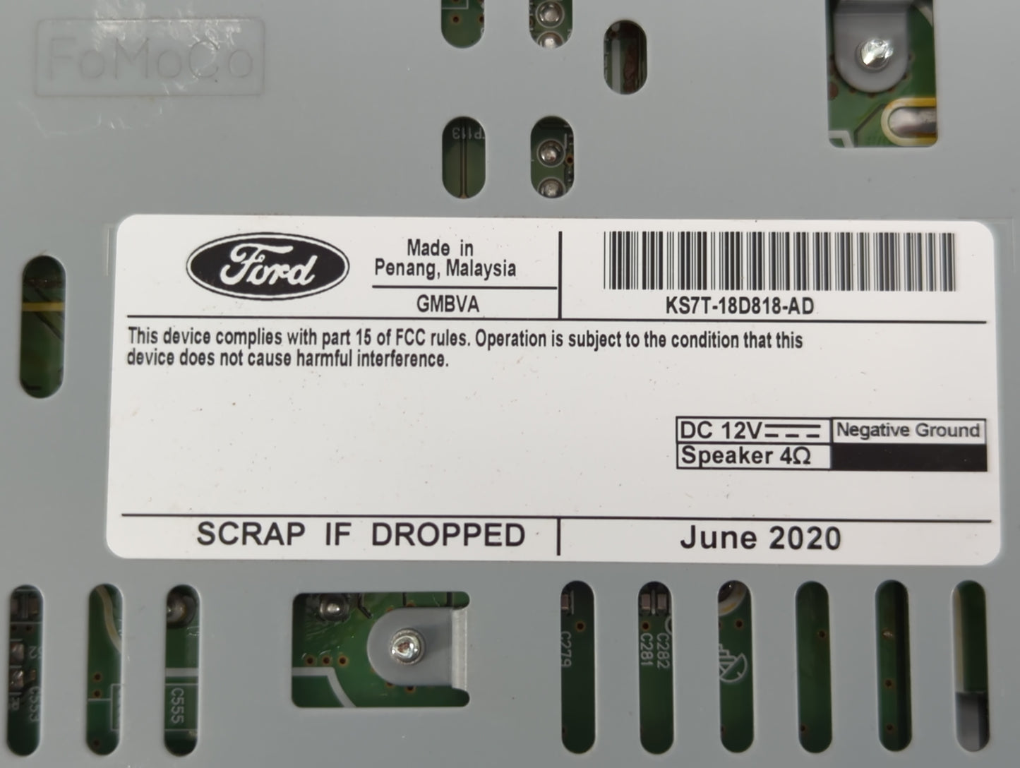 2017-2020 Ford Fusion Radio AM FM Cd Player Receiver Replacement P/N:KS7T-18D818-AD Fits Fits 2017 2018 2019 2020 OEM Used A