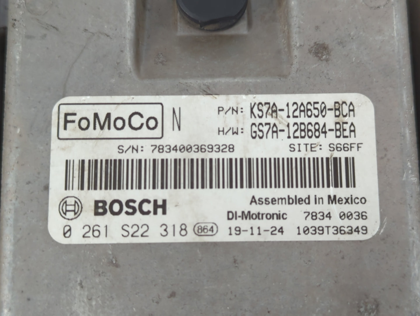 2020 Ford Fusion PCM Engine Control Computer ECU ECM PCU OEM P/N:0 261 S22 318 GS7A-12B684-BEA, KS7A-12A650-BCA Fits OEM Use