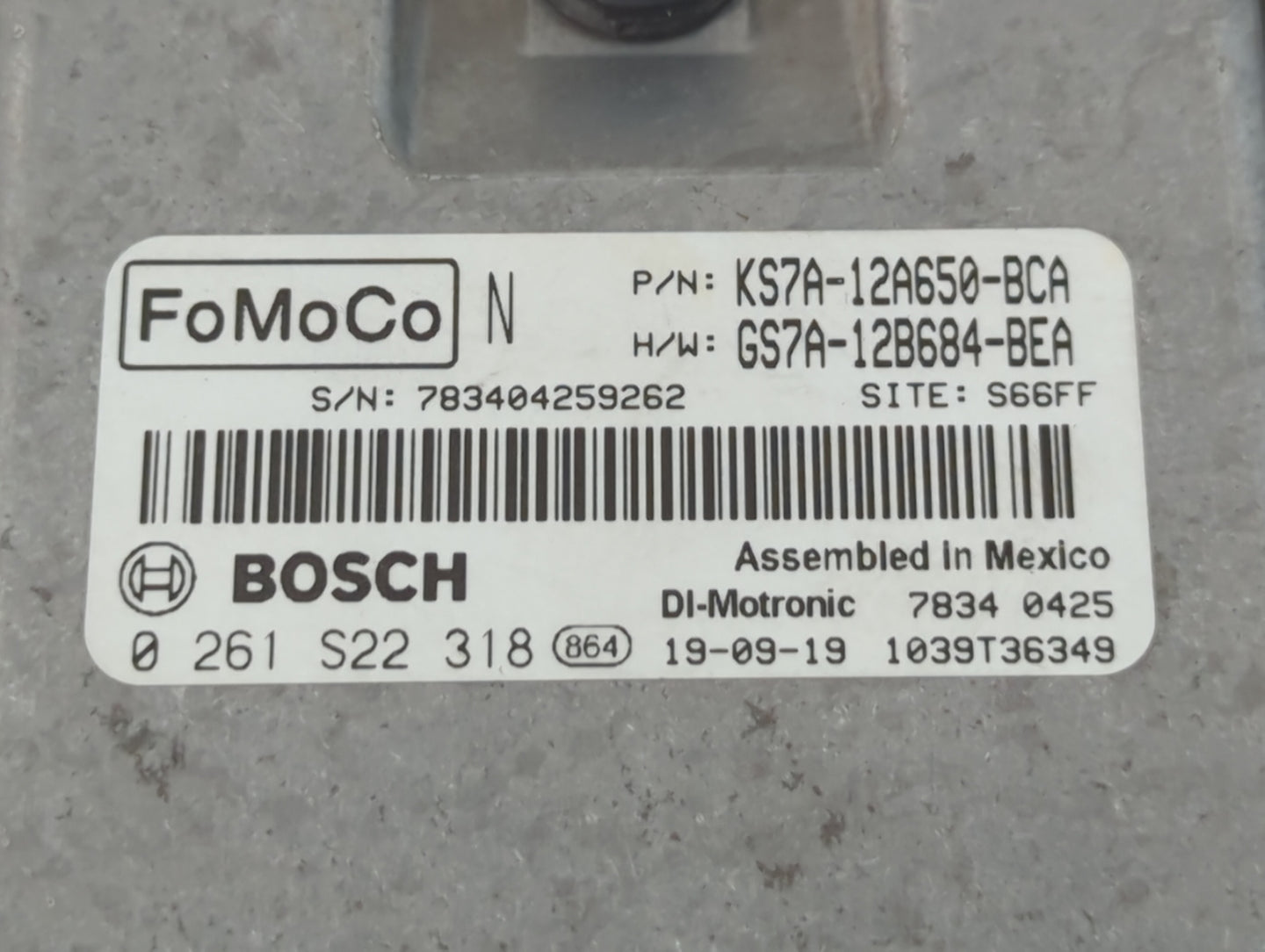 2020 Ford Fusion PCM Engine Control Computer ECU ECM PCU OEM P/N:KS7A-12A650-BCA Fits OEM Used Auto Parts - Oemusedautoparts