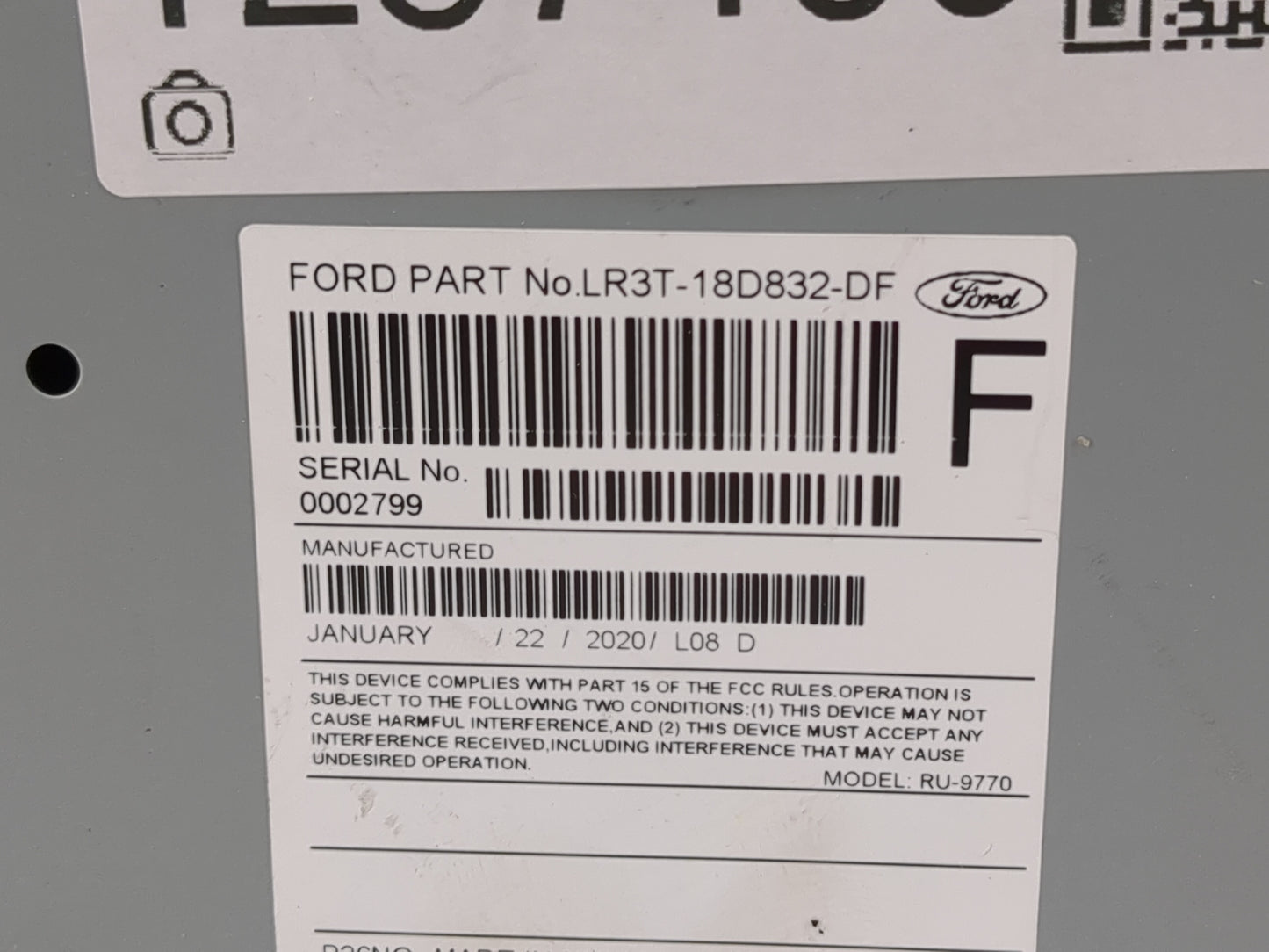 2019-2022 Ford Mustang Radio AM FM Cd Player Receiver Replacement P/N:LR3T-18D832-DF Fits Fits 2019 2020 2021 2022 OEM Used 