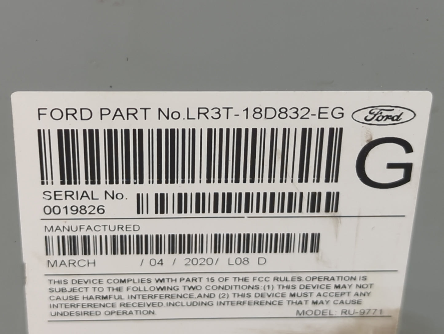2020 Ford Mustang Radio AM FM Cd Player Receiver Replacement P/N:LR3T-18D832-EG Fits OEM Used Auto Parts - Oemusedautoparts1