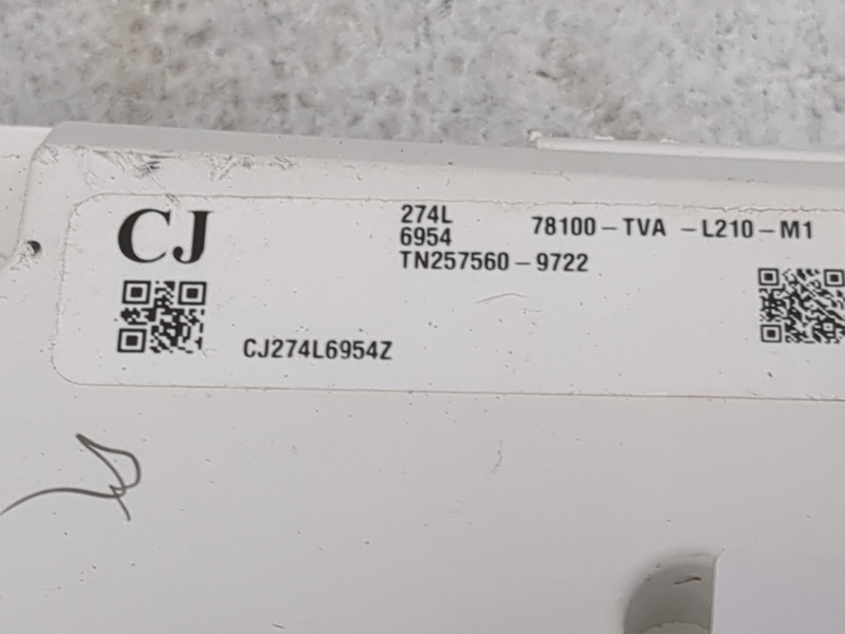 2018-2020 Honda Accord Instrument Cluster Speedometer Gauges P/N:78100-TVA-L210-M1 TN257560-9722 Miles:108K Fits OEM Used Au