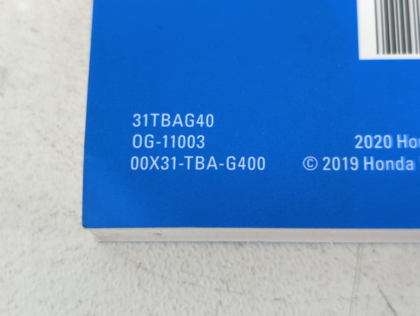 2020 Honda Civic Owners Manual Book Guide P/N:00X31-TBA-G400 OEM Used Auto Parts - Oemusedautoparts1.com