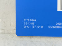 2020 Honda Civic Owners Manual Book Guide P/N:00X31-TBA-G401 OEM Used Auto Parts - Oemusedautoparts1.com
