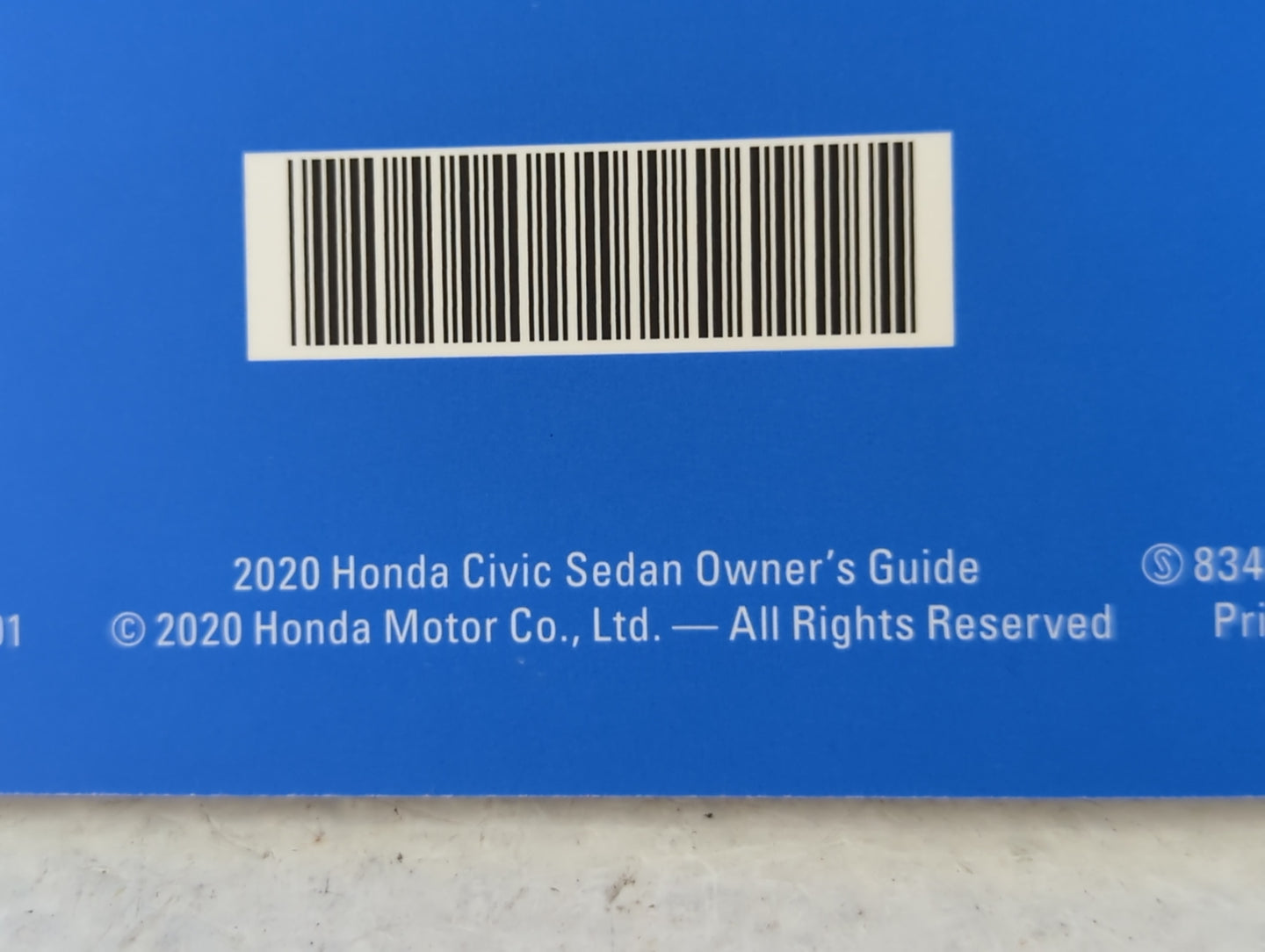 2020 Honda Civic Owners Manual Book Guide P/N:00X31-TBA-G401 OEM Used Auto Parts - Oemusedautoparts1.com
