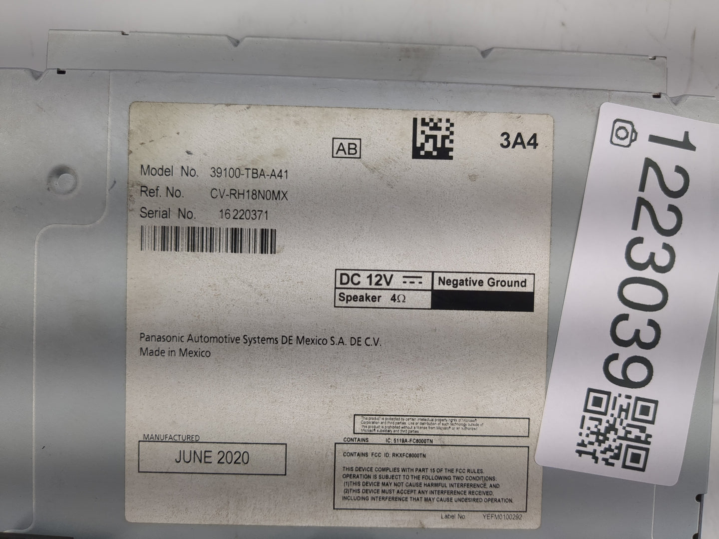 2019-2021 Honda Civic Radio AM FM Cd Player Receiver Replacement P/N:39100-TBA-A41 Fits Fits 2019 2020 2021 OEM Used Auto Pa
