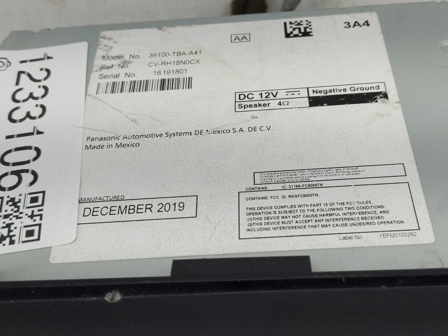 2020 Honda Civic Radio AM FM Cd Player Receiver Replacement P/N:39100-TBA-A41 Fits OEM Used Auto Parts - Oemusedautoparts1.c