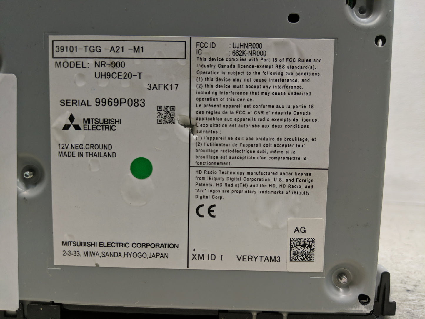 2019-2021 Honda Civic Radio AM FM Cd Player Receiver Replacement P/N:39101-TGG-A21-M1 Fits Fits 2019 2020 2021 OEM Used Auto