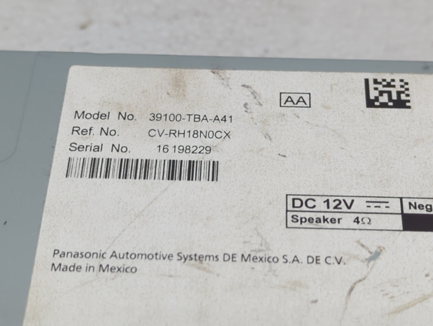 2019-2021 Honda Civic Radio AM FM Cd Player Receiver Replacement P/N:39100-TBA-A41 Fits Fits 2019 2020 2021 OEM Used Auto Pa