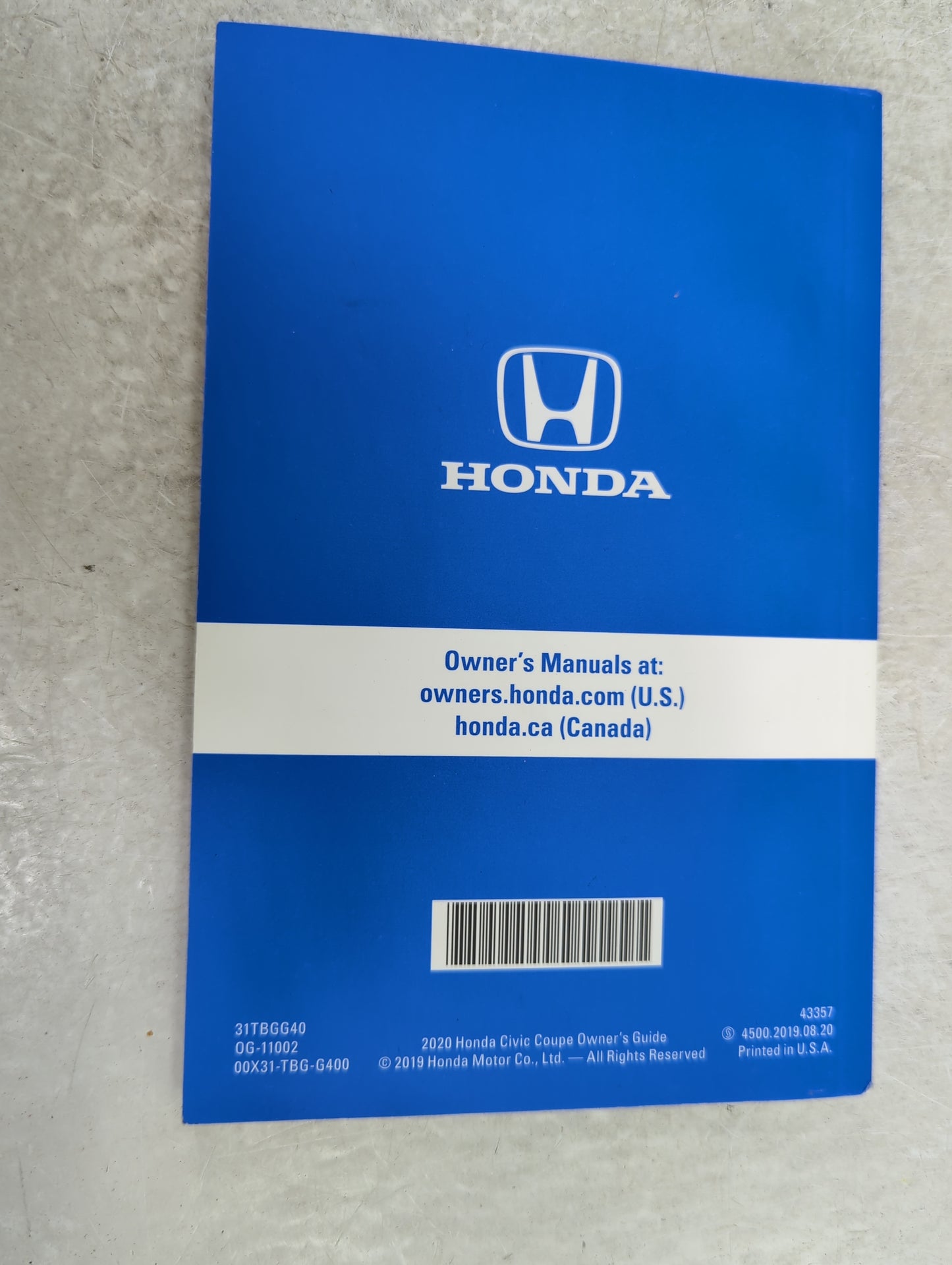 2020 Honda Civic Owners Manual Book Guide OEM Used Auto Parts - Oemusedautoparts1.com