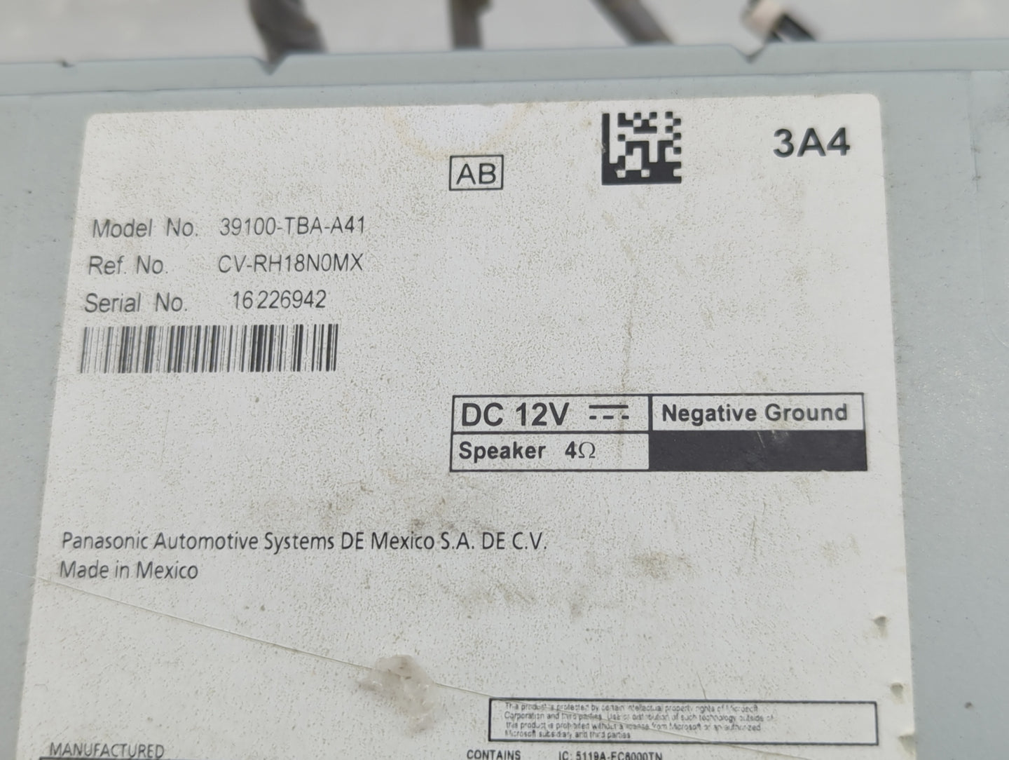 2019-2021 Honda Civic Radio AM FM Cd Player Receiver Replacement P/N:39100-TBA-A41 CV-RH18N0MX Fits Fits 2019 2020 2021 OEM 