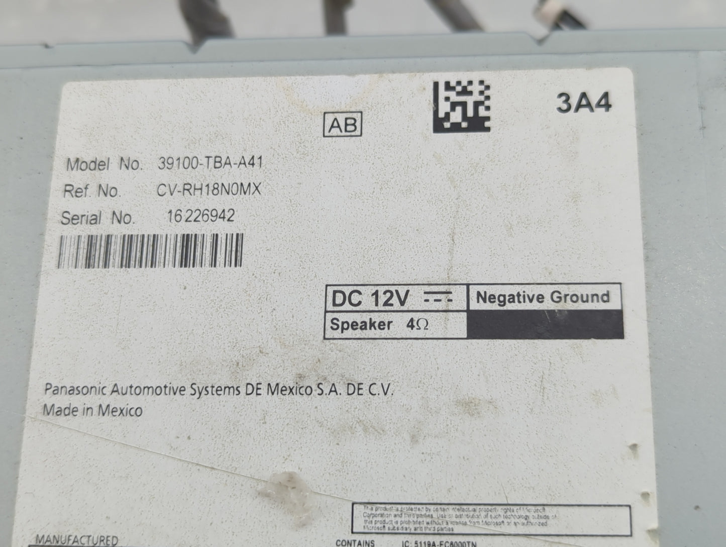 2019-2021 Honda Civic Radio AM FM Cd Player Receiver Replacement P/N:39100-TBA-A41 CV-RH18N0MX Fits Fits 2019 2020 2021 OEM 