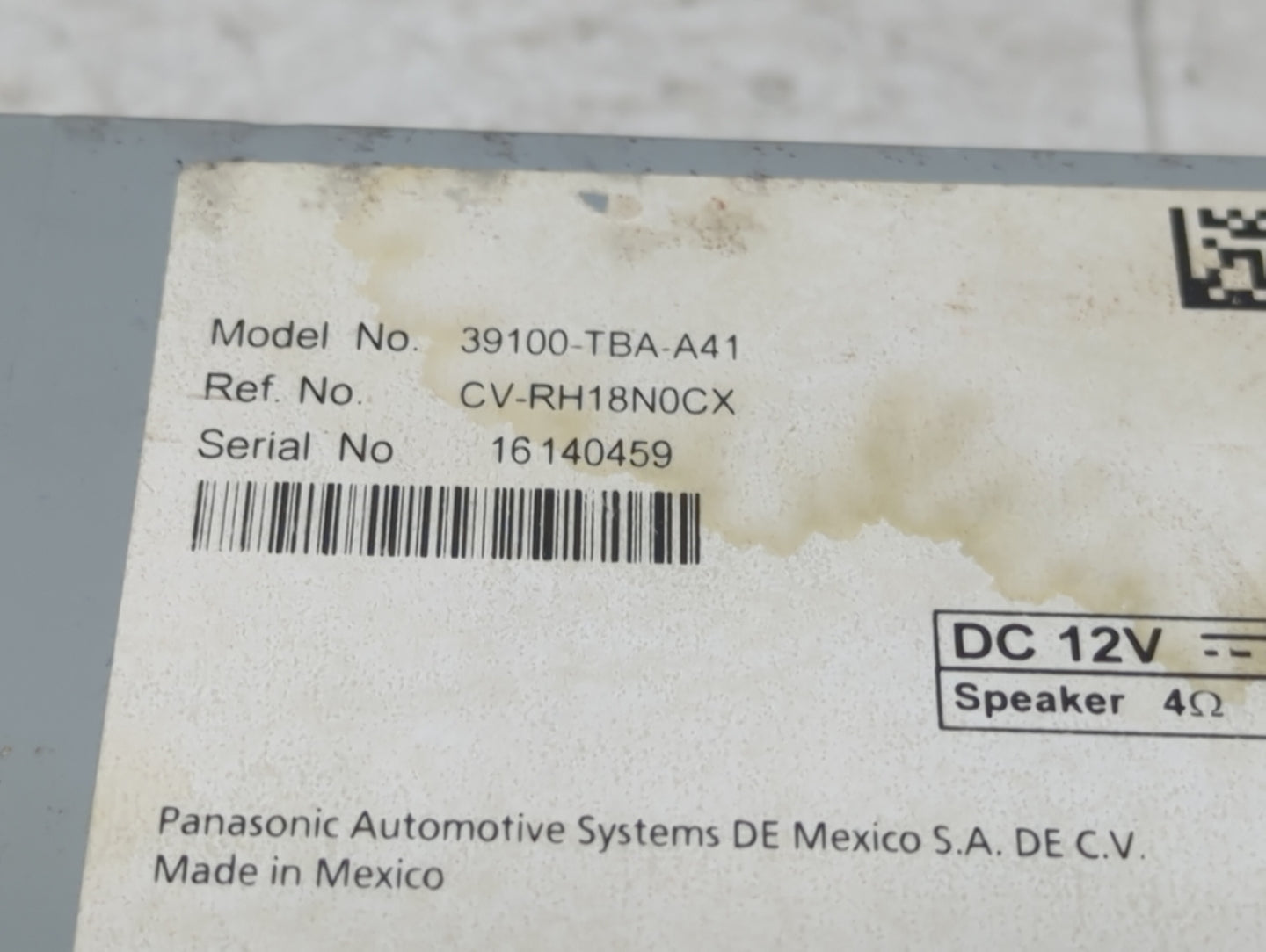 2019-2021 Honda Civic Radio AM FM Cd Player Receiver Replacement P/N:39100-TBA-A41 CV-RH18N0CX Fits Fits 2019 2020 2021 OEM 