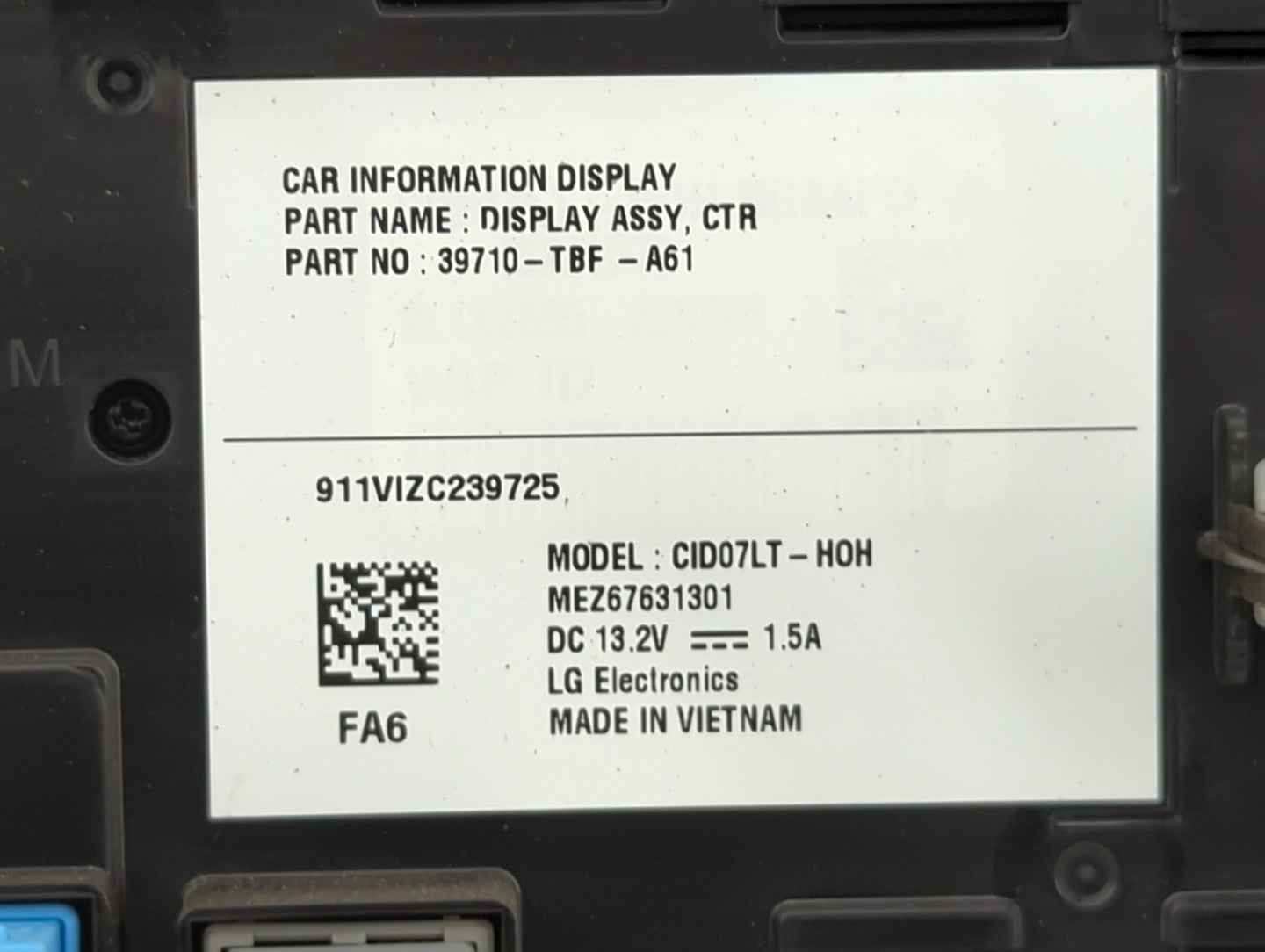 2019-2021 Honda Civic Information Display Screen - Oemusedautoparts1.com