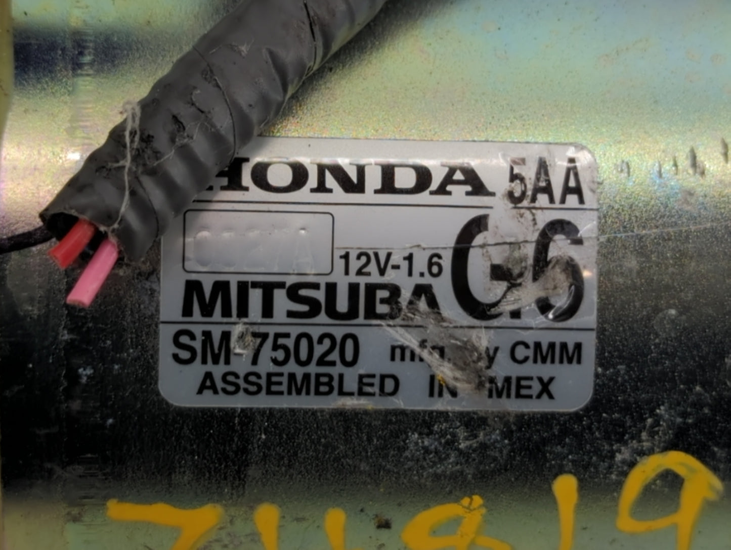 2016-2017 Honda Civic Car Starter Motor Solenoid OEM P/N:SM-75020 Fits Fits 2016 2017 2020 OEM Used Auto Parts - Oemusedauto