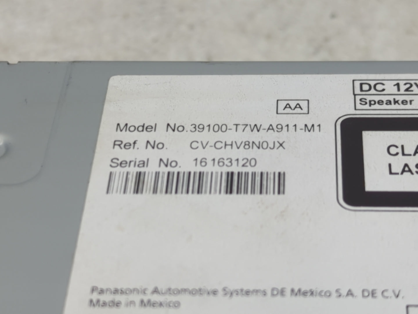 2019-2022 Honda Hr-V Radio AM FM Cd Player Receiver Replacement P/N:39100-T7W-A911-M1 Fits Fits 2019 2020 2021 2022 OEM Used