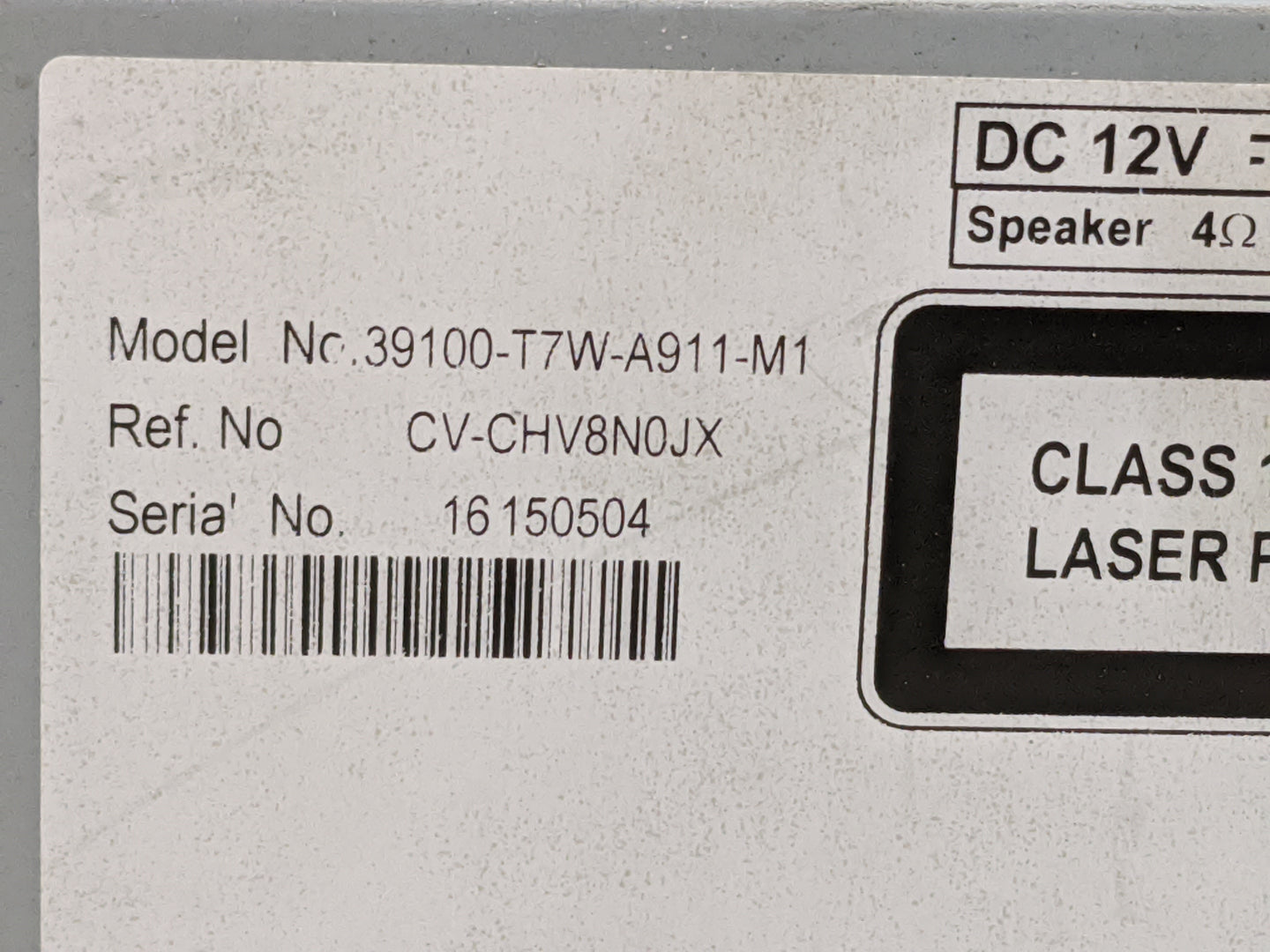 2019-2022 Honda Hr-V Radio AM FM Cd Player Receiver Replacement P/N:39100-T7W-A911-M1 CV-CHV8N0JX Fits Fits 2019 2020 2021 2