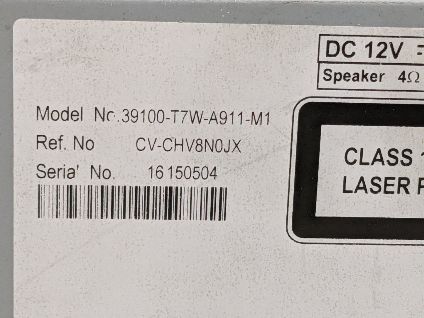 2019-2022 Honda Hr-V Radio AM FM Cd Player Receiver Replacement P/N:39100-T7W-A911-M1 CV-CHV8N0JX Fits Fits 2019 2020 2021 2