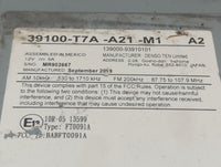 2019-2022 Honda Hr-V Radio AM FM Cd Player Receiver Replacement P/N:39100-T7A-A21-M1 139000-93910101 Fits Fits 2019 2020 202