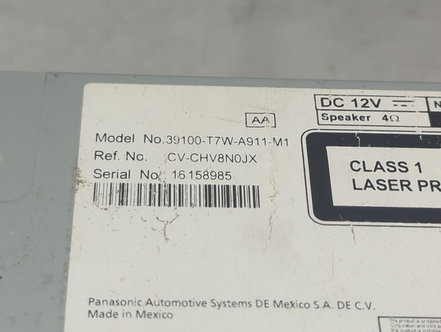 2019-2022 Honda Hr-V Radio AM FM Cd Player Receiver Replacement P/N:39100-T7W-A911-M1 CV-CHV8N0JX Fits Fits 2019 2020 2021 2