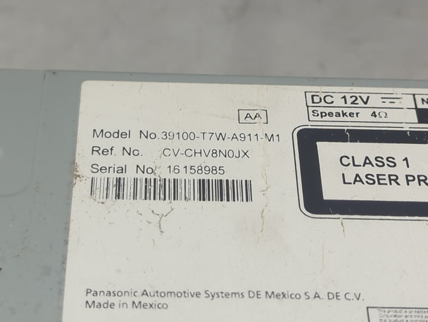 2019-2022 Honda Hr-V Radio AM FM Cd Player Receiver Replacement P/N:39100-T7W-A911-M1 CV-CHV8N0JX Fits Fits 2019 2020 2021 2