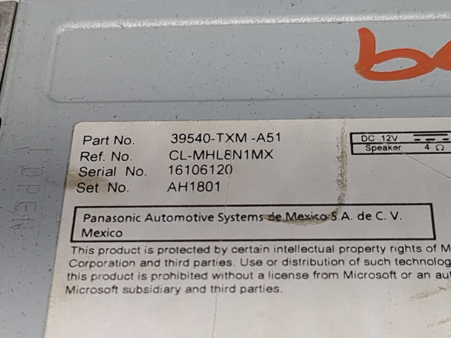 2019-2022 Honda Insight Radio AM FM Cd Player Receiver Replacement P/N:39540-TXM-A51 CL-MHL8N1MX Fits Fits 2019 2020 2021 20