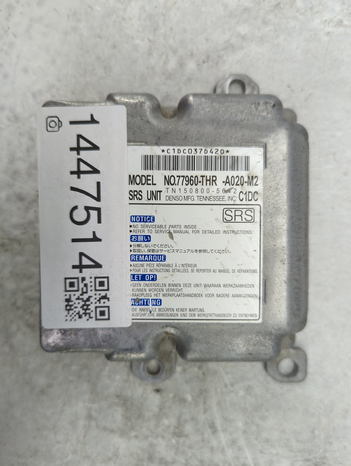 2020 Honda Odyssey Safety Restraint Srs Airbag Control Module - Oemusedautoparts1.com