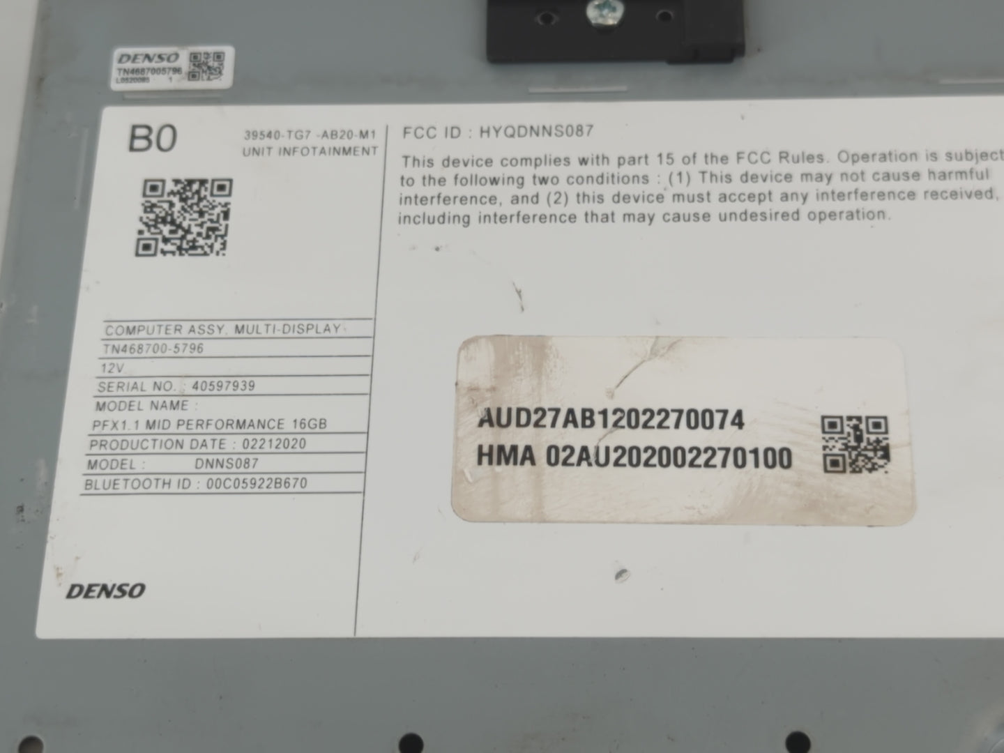 2020-2020 Honda Pilot Am Fm Cd Player Radio Receiver - Oemusedautoparts1.com