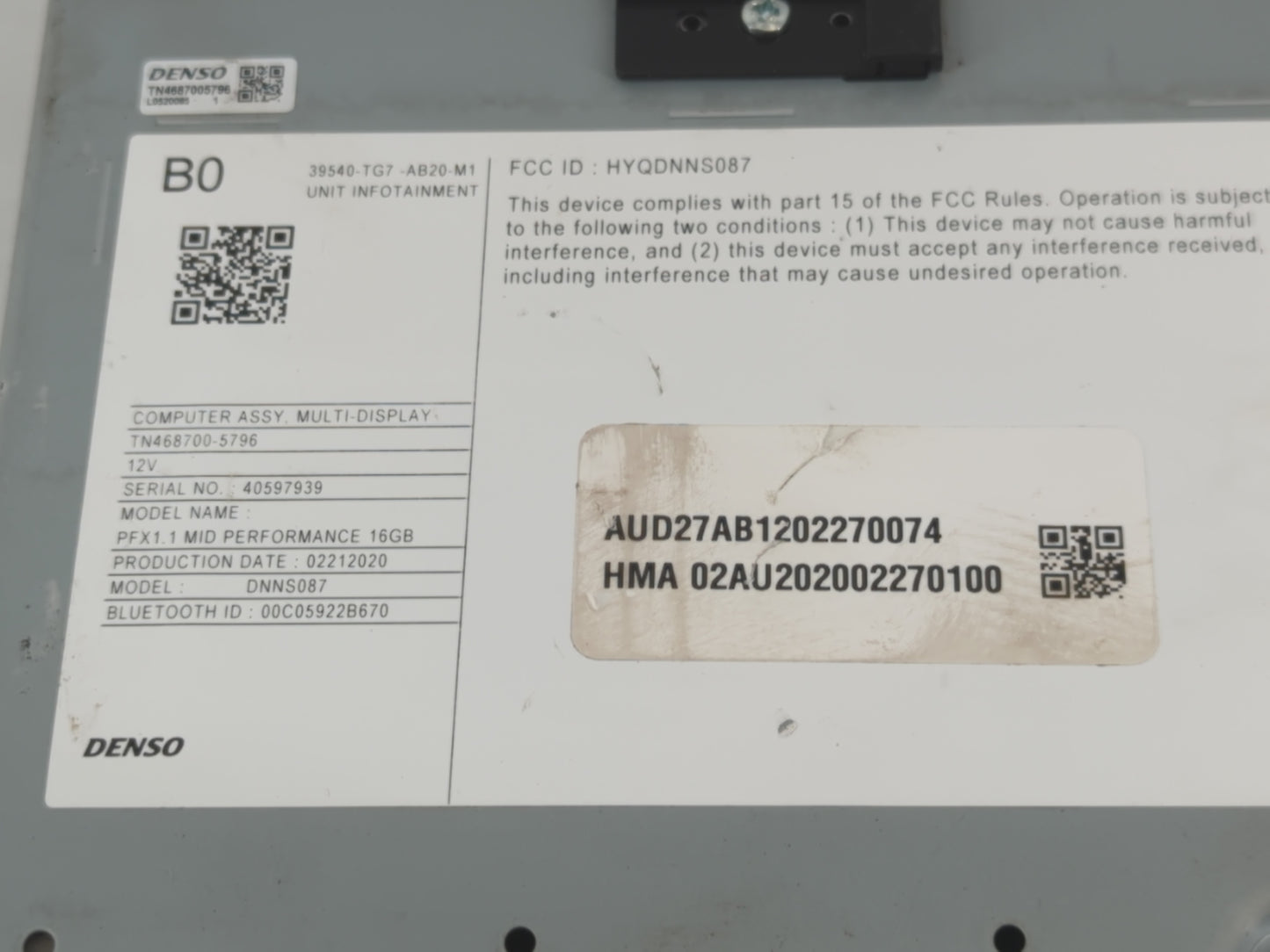 2020-2020 Honda Pilot Am Fm Cd Player Radio Receiver - Oemusedautoparts1.com