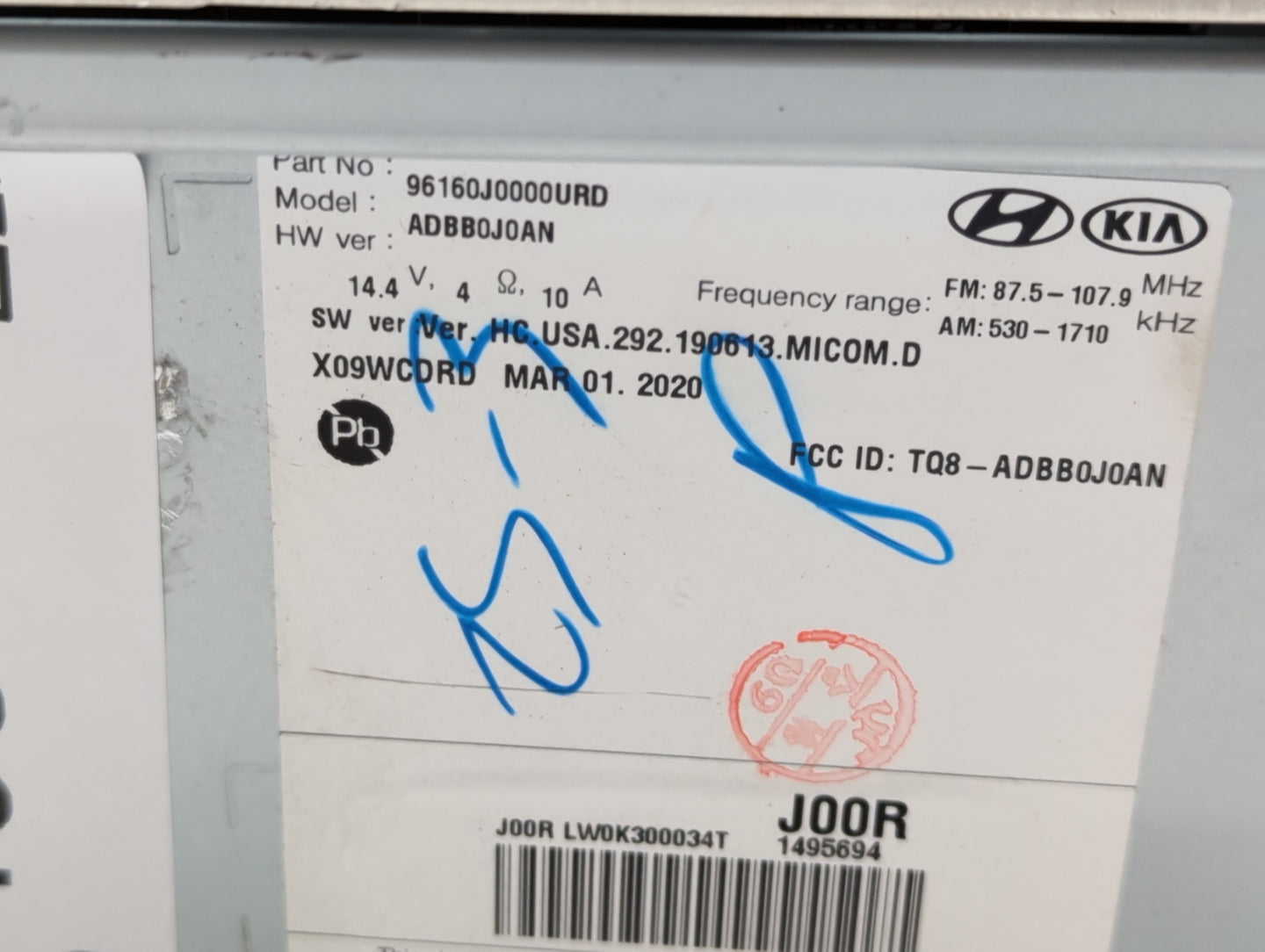 2018-2022 Hyundai Accent Radio AM FM Cd Player Receiver Replacement P/N:96160J0000URD Fits Fits 2018 2019 2020 2021 2022 OEM