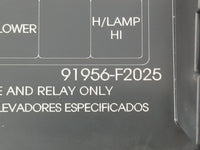 2019-2020 Hyundai Elantra Fusebox Fuse Box Panel Relay Module P/N:91956-F2025 Fits Fits 2019 2020 OEM Used Auto Parts - Oemu