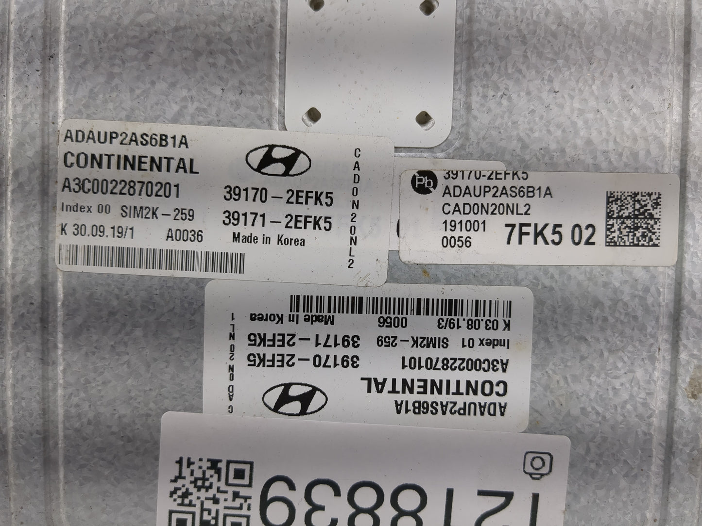 2018-2020 Hyundai Elantra PCM Engine Control Computer ECU ECM PCU OEM P/N:39171-2EFK5 39170-2EFK5 Fits Fits 2018 2019 2020 O