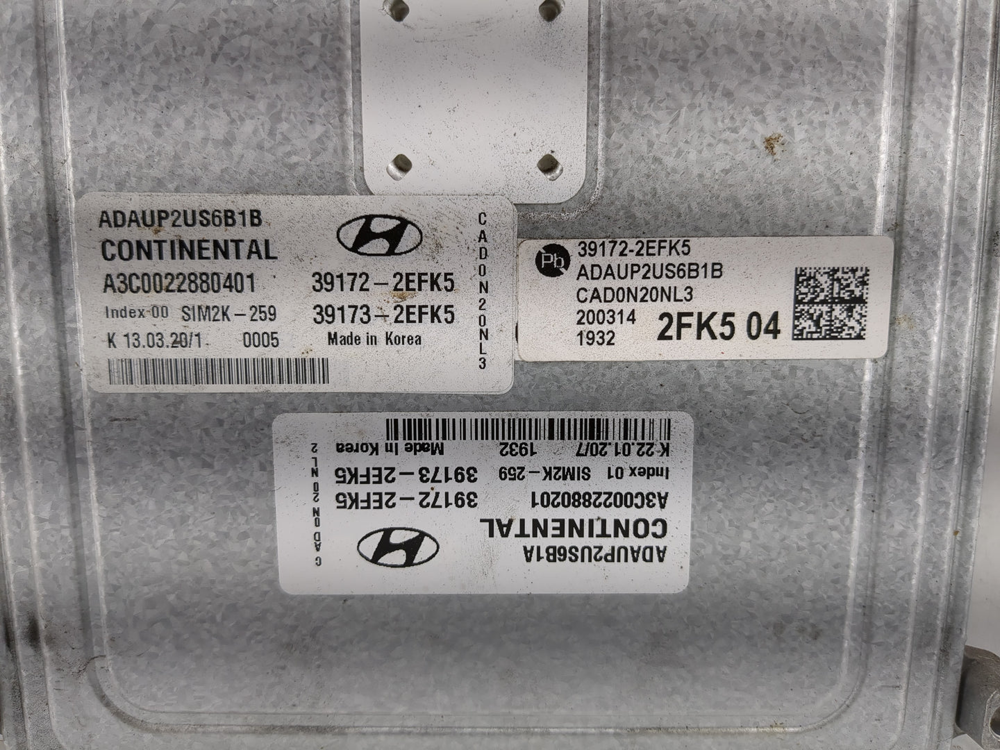 2020 Hyundai Elantra PCM Engine Control Computer ECU ECM PCU OEM P/N:39172-2EFK5 2FK504 Fits OEM Used Auto Parts - Oemusedau