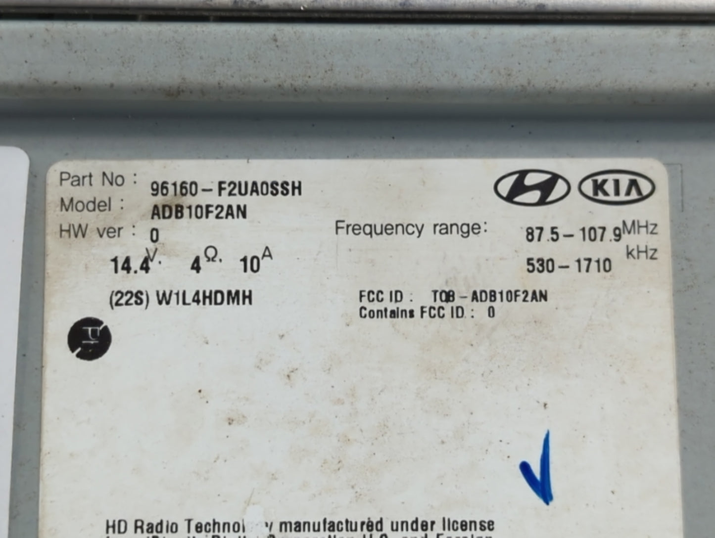 2019-2020 Hyundai Elantra Radio AM FM Cd Player Receiver Replacement P/N:96160-F2UA0SSH Fits Fits 2019 2020 OEM Used Auto Pa