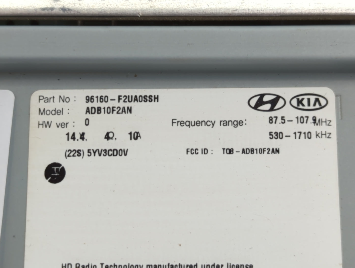 2019-2020 Hyundai Elantra Radio AM FM Cd Player Receiver Replacement P/N:96160-F2UA0SSH Fits Fits 2019 2020 OEM Used Auto Pa