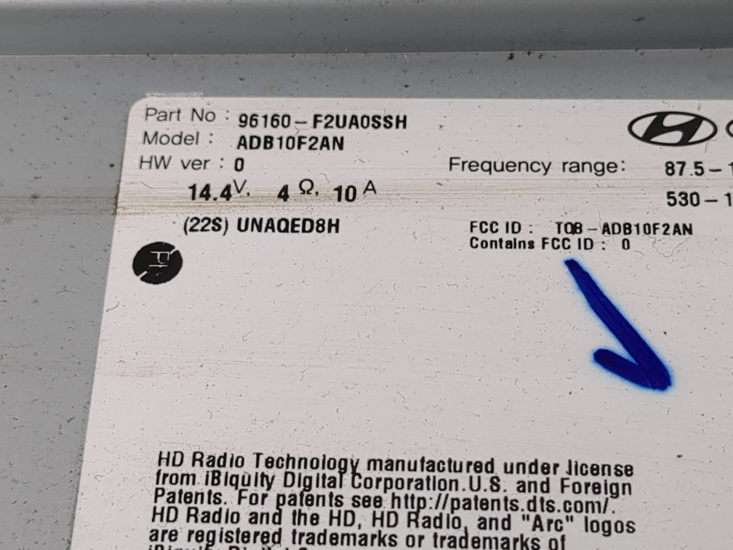 2019-2020 Hyundai Elantra Radio AM FM Cd Player Receiver Replacement P/N:96160-F2UA0SSH Fits Fits 2019 2020 OEM Used Auto Pa