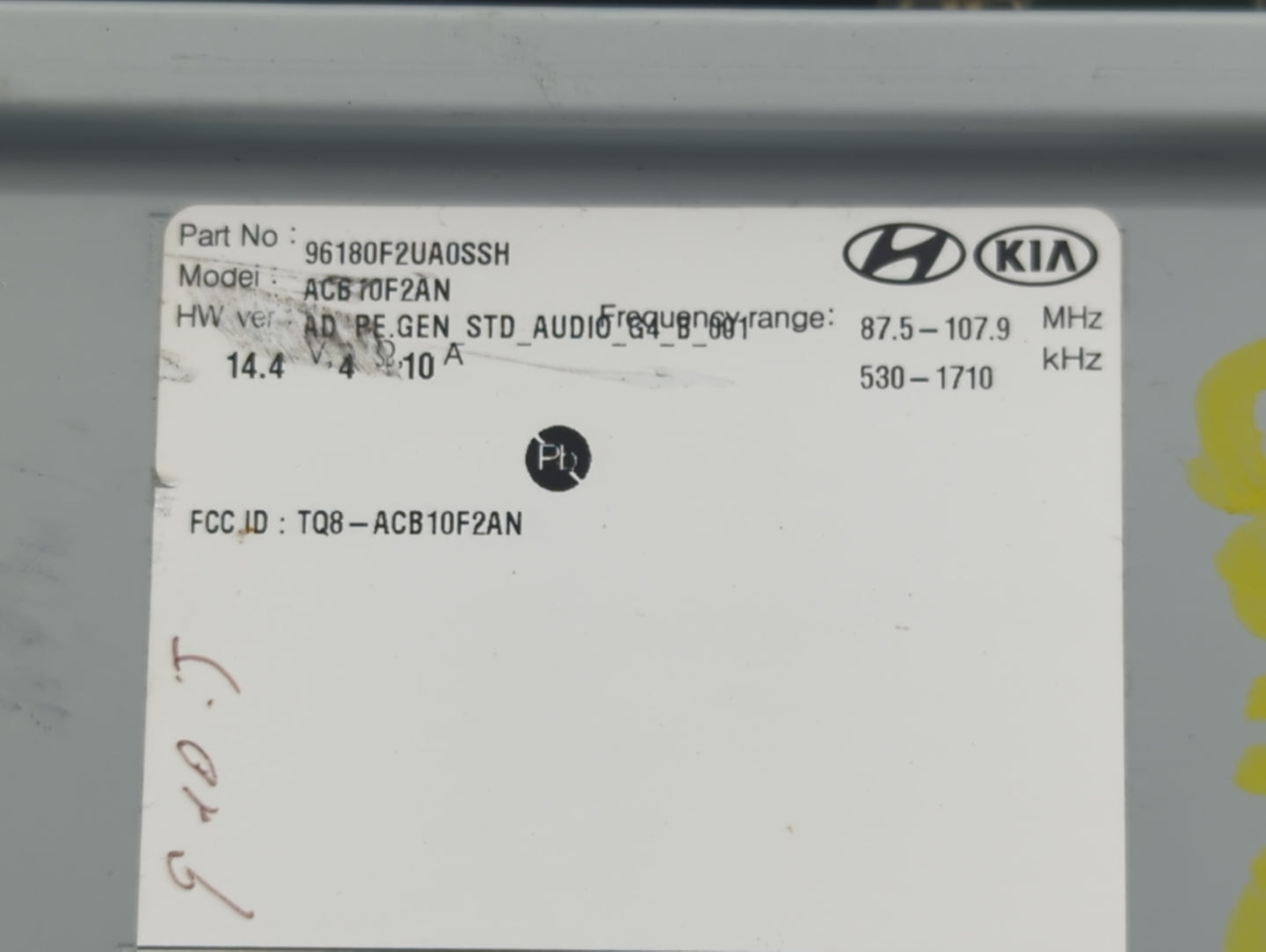2019-2020 Hyundai Elantra Radio AM FM Cd Player Receiver Replacement P/N:96180F2UA0SSH Fits Fits 2019 2020 OEM Used Auto Par