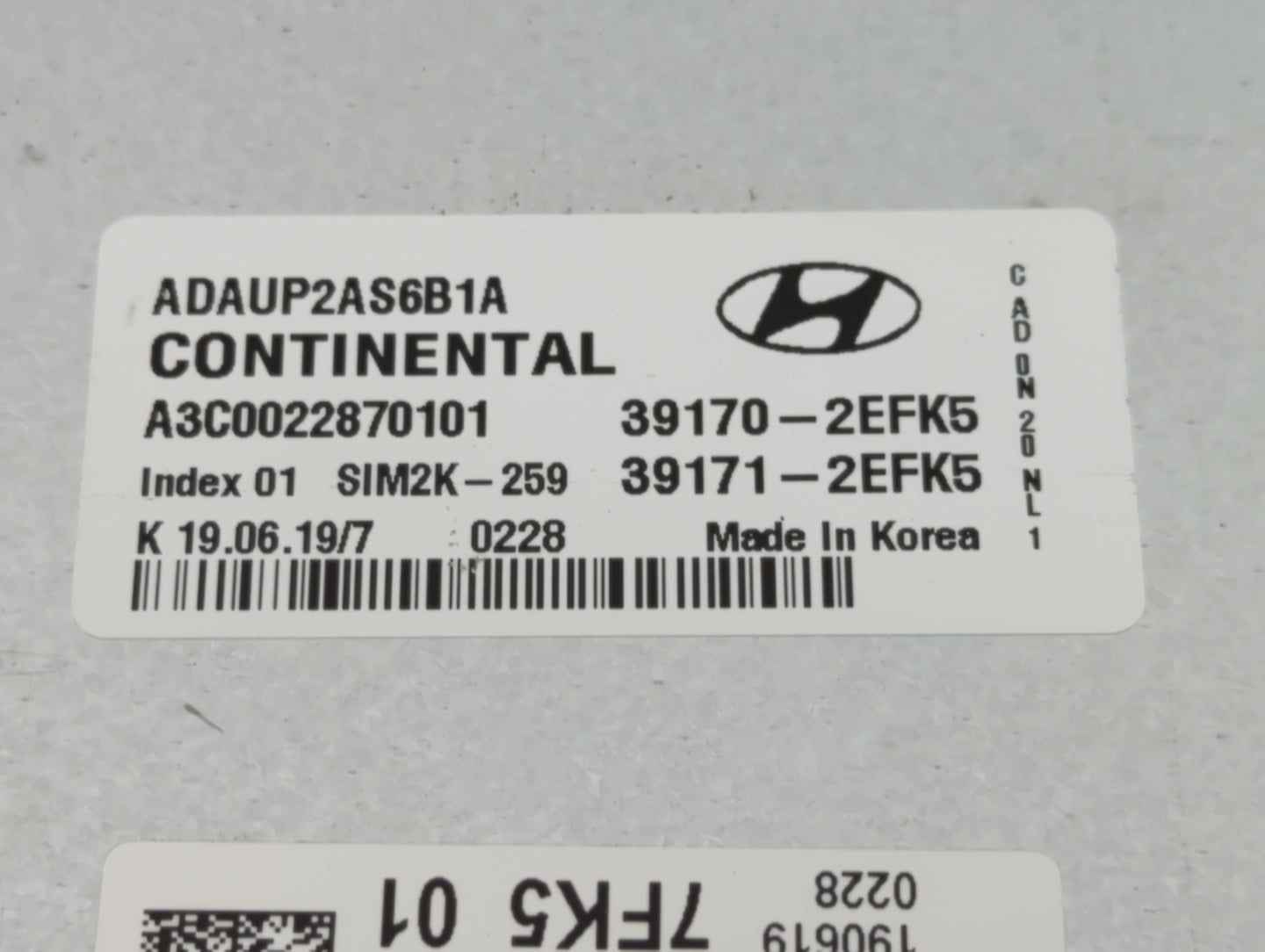 2020 Hyundai Elantra PCM Engine Control Computer ECU ECM PCU OEM P/N:39171-2EFK5 39170-2EFEK5 Fits OEM Used Auto Parts - Oem