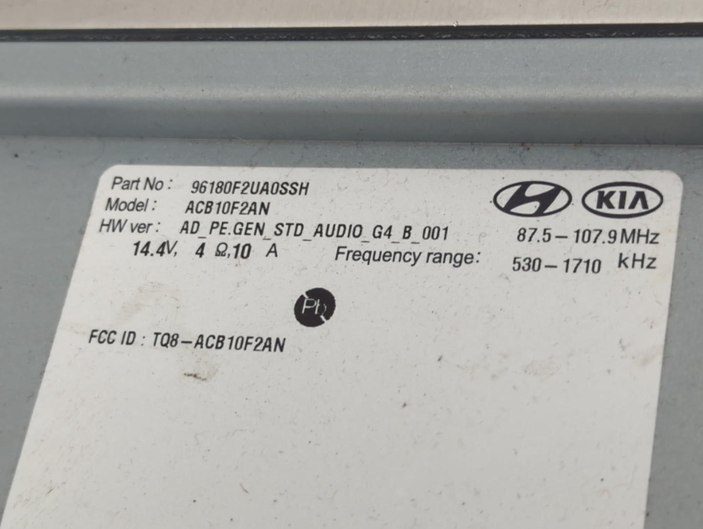 2019-2020 Hyundai Elantra Radio AM FM Cd Player Receiver Replacement P/N:96180F2UA0SSH Fits Fits 2019 2020 OEM Used Auto Par