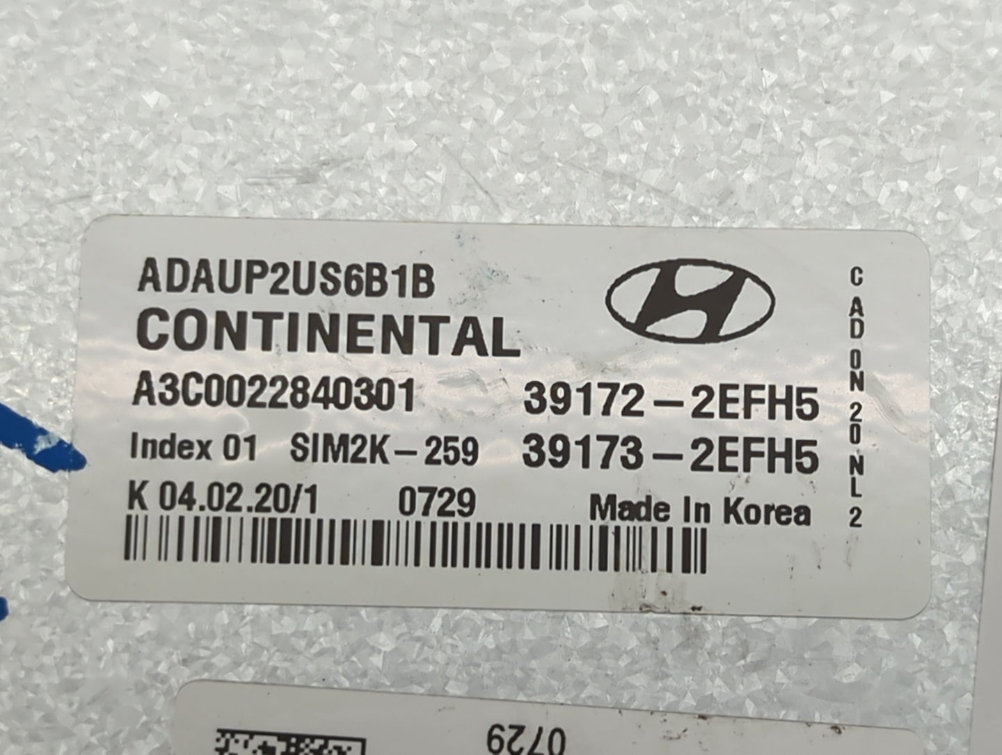 2020 Hyundai Elantra PCM Engine Control Computer ECU ECM PCU OEM P/N:ADAUP2US6B1B A3C0022840301, 39172-2EFH5, 39173-2EFH5 Fi