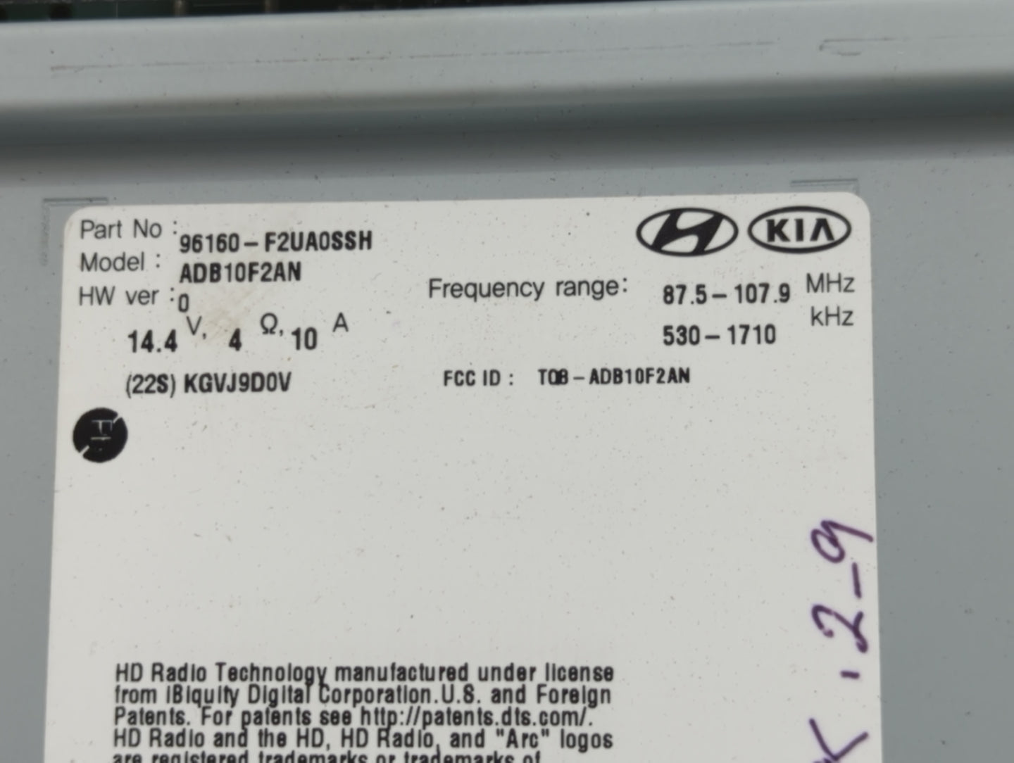 2019-2020 Hyundai Elantra Radio AM FM Cd Player Receiver Replacement P/N:96160-F2UA0SSH ADB10F2AN Fits Fits 2019 2020 OEM Us