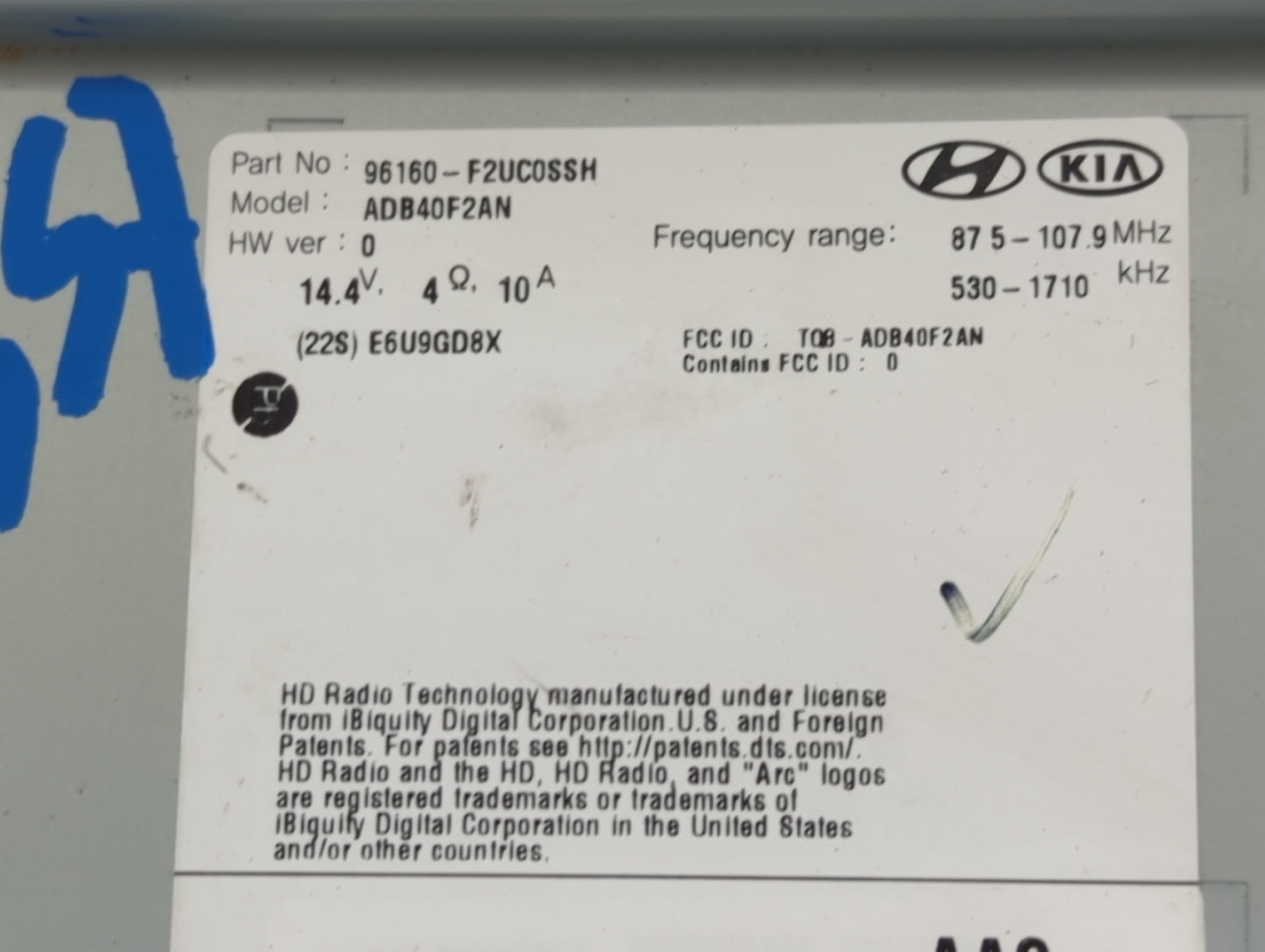 2019-2020 Hyundai Elantra Radio AM FM Cd Player Receiver Replacement P/N:96160-F2UC0SSH ADB40F2AN Fits Fits 2019 2020 OEM Us