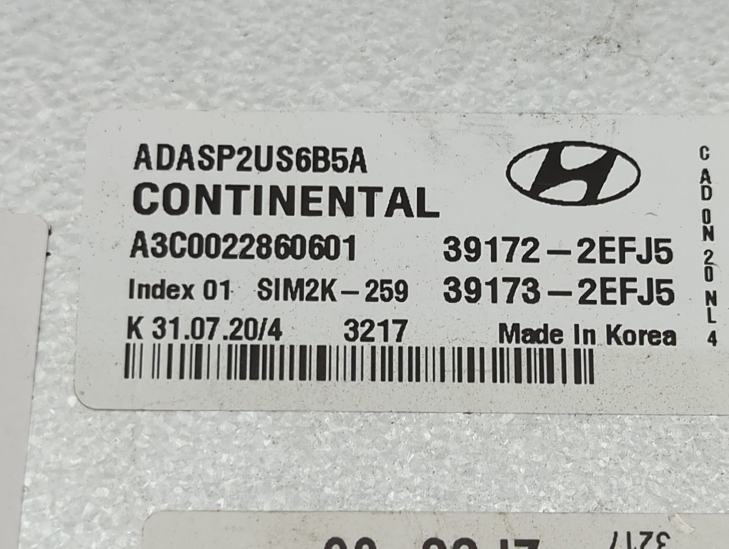 2020 Hyundai Elantra PCM Engine Control Computer ECU ECM PCU OEM P/N:ADASP2US6B5A A3C0022860601, 39172-2EFJ5, 39173-2EFJ5 Fi