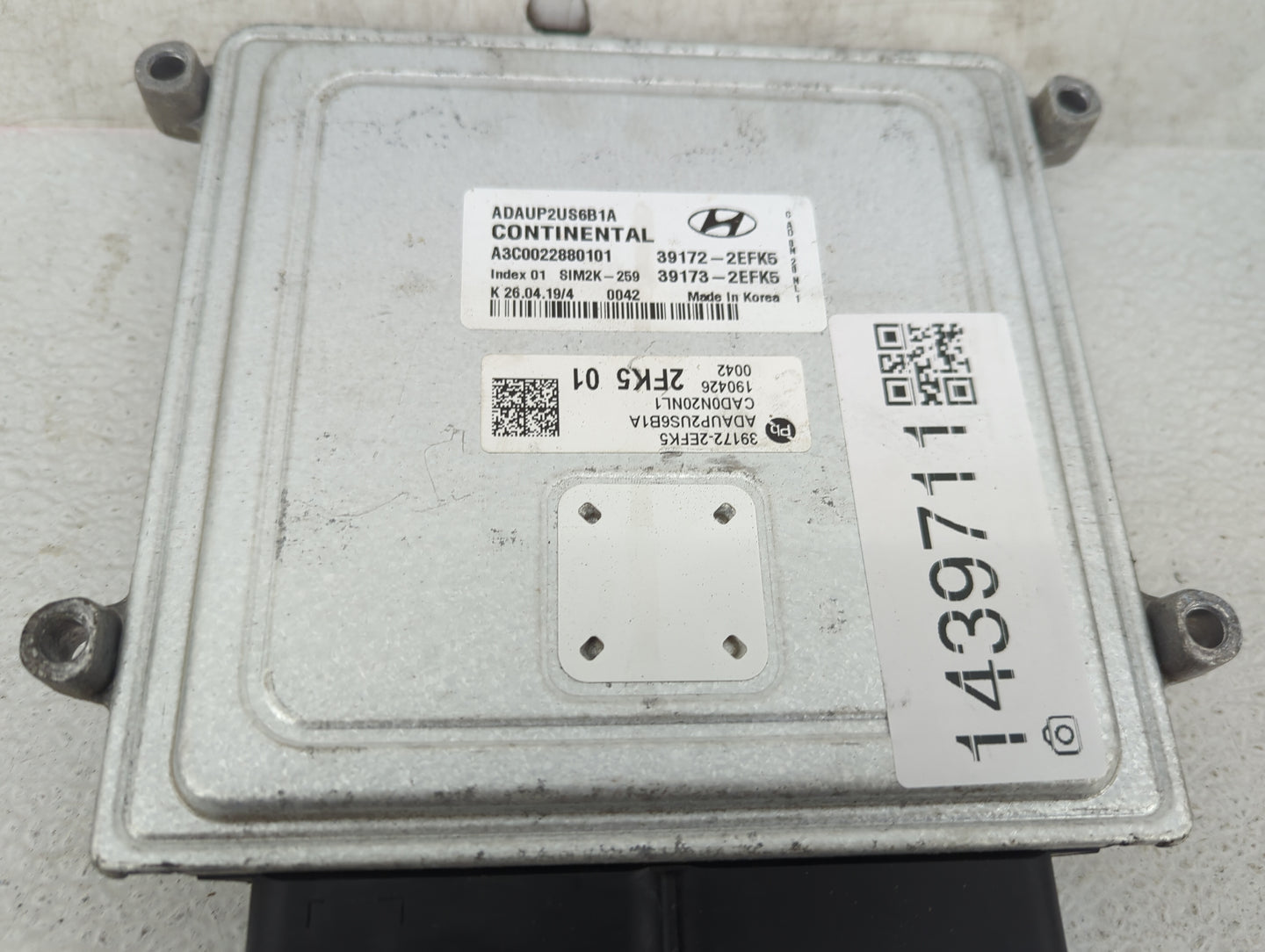 2020 Hyundai Elantra PCM Engine Control Computer ECU ECM PCU OEM P/N:39172-2EFK5 ADAUP2US6B1A, A3C0022880101, 39173-2EFK5 Fi