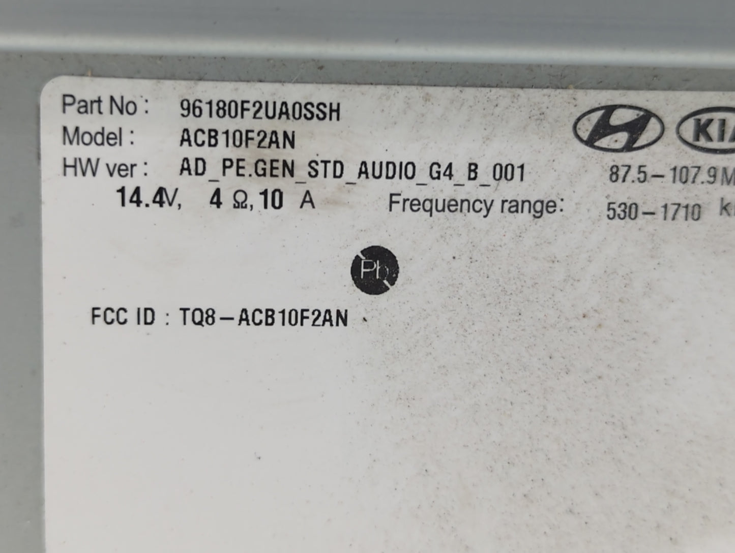 2019-2020 Hyundai Elantra Radio AM FM Cd Player Receiver Replacement P/N:96180F2UA0SSH ACB10F2AN Fits Fits 2019 2020 OEM Use