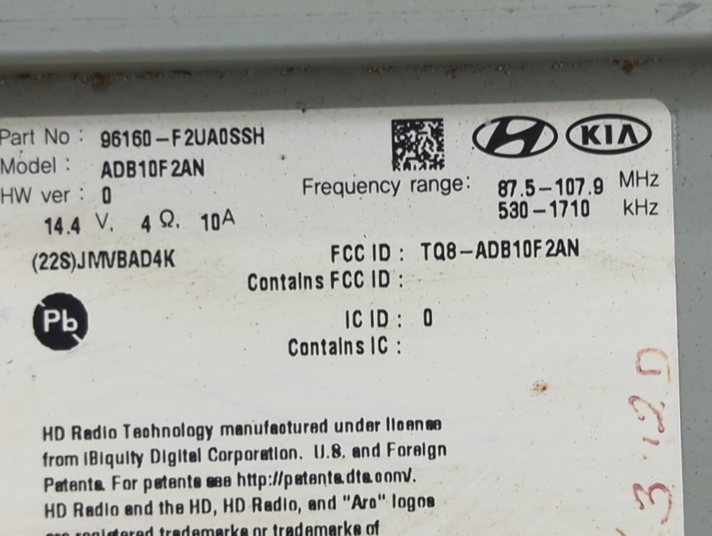 2019-2020 Hyundai Elantra Radio AM FM Cd Player Receiver Replacement P/N:96160-F2UA0SSH ADB10F2AN Fits Fits 2019 2020 OEM Us
