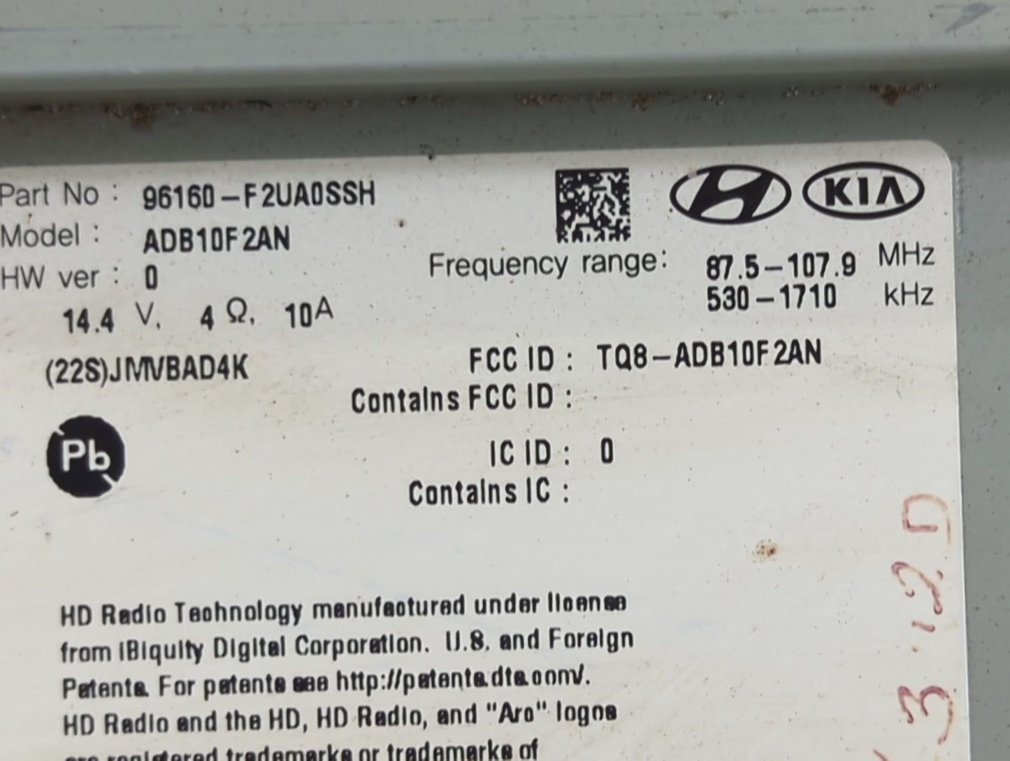 2019-2020 Hyundai Elantra Radio AM FM Cd Player Receiver Replacement P/N:96160-F2UA0SSH ADB10F2AN Fits Fits 2019 2020 OEM Us