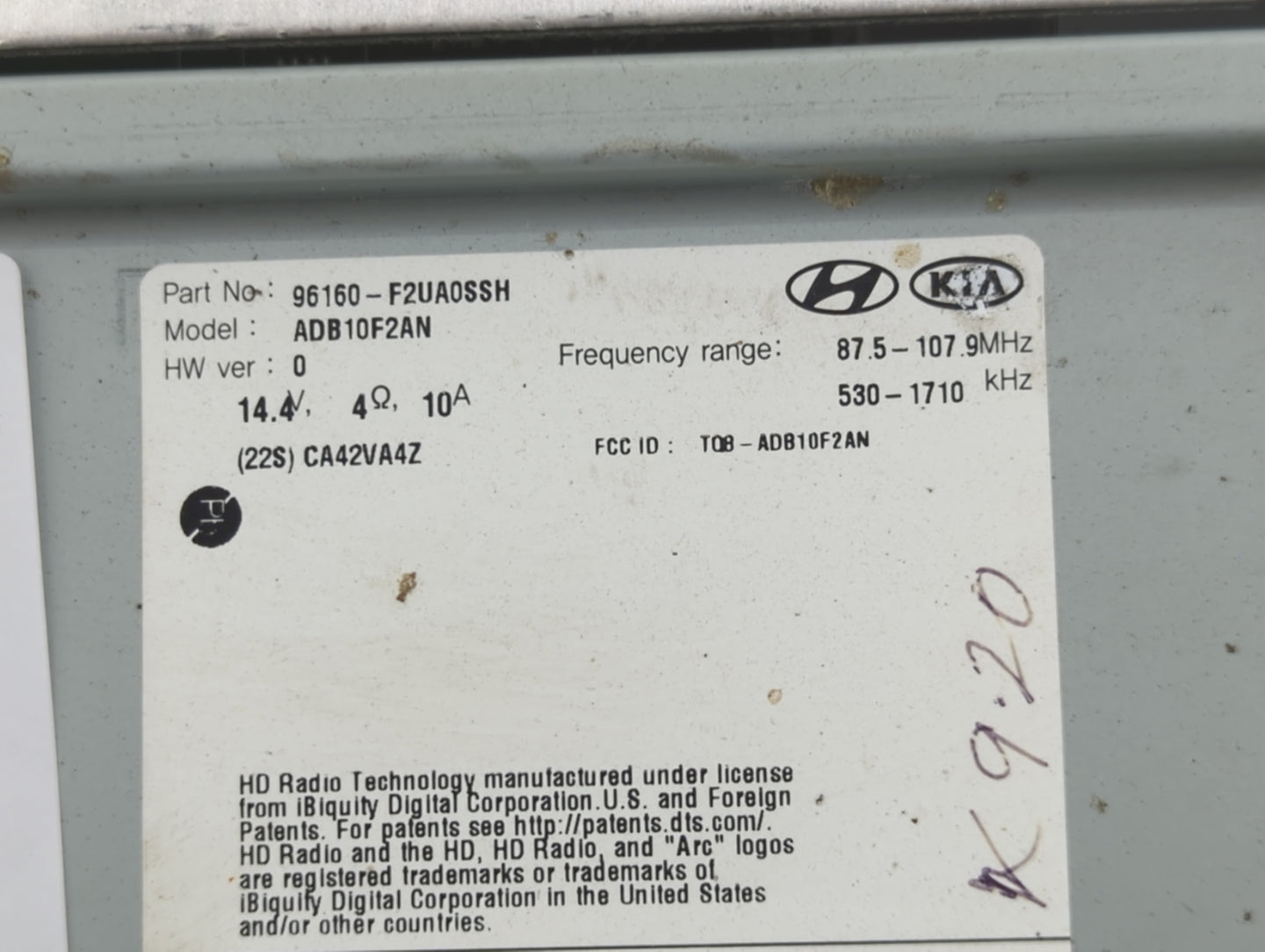 2019-2020 Hyundai Elantra Radio AM FM Cd Player Receiver Replacement P/N:96160-F2UA0SSH ADB10F2AN Fits Fits 2019 2020 OEM Us