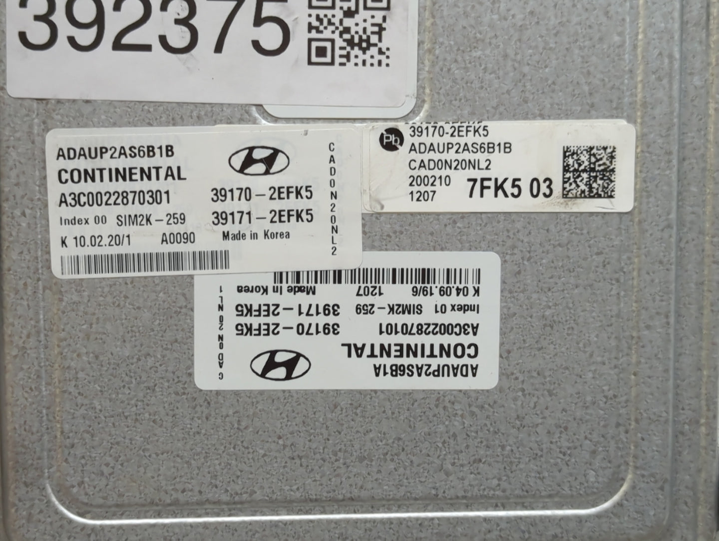 2020 Hyundai Elantra PCM Engine Control Computer ECU ECM PCU OEM P/N:391712EFK5 Fits OEM Used Auto Parts - Oemusedautoparts1