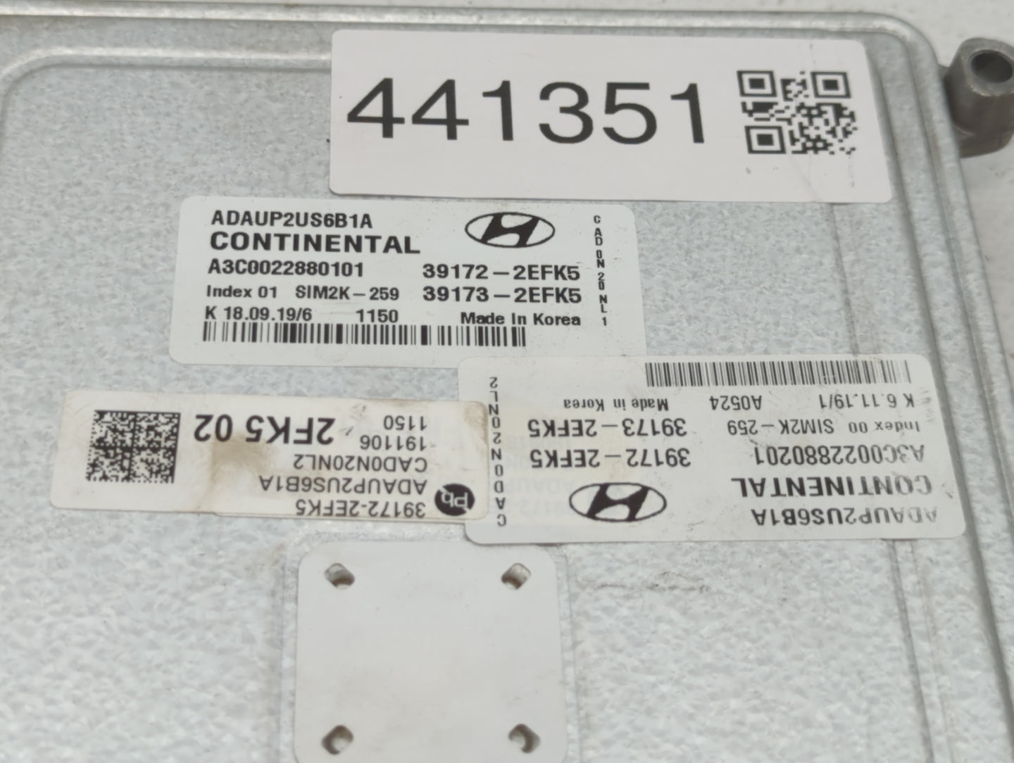 2020 Hyundai Elantra PCM Engine Control Computer ECU ECM PCU OEM P/N:39172-2EFJ5 39172-2EFK5, 39173-2EFK5 Fits OEM Used Auto